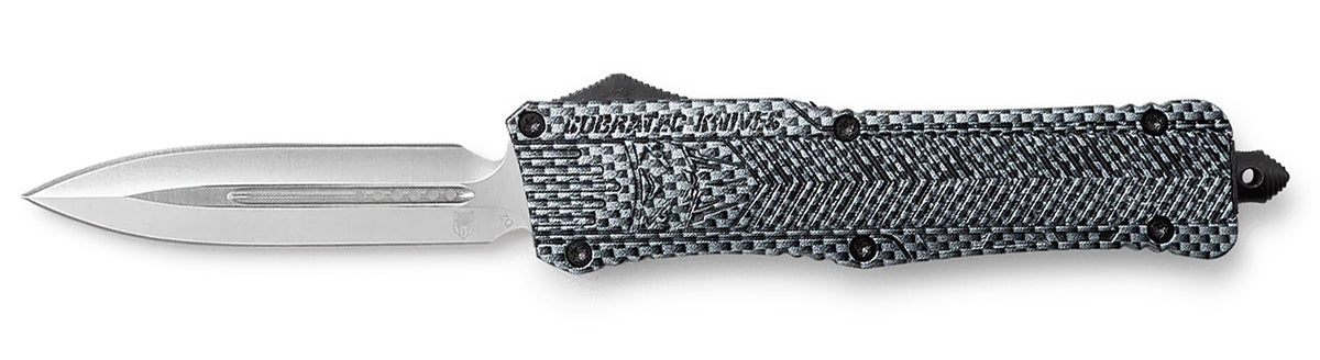 CobraTec Knives LCFCTK1LDAGNS CTK-1 Large 3.75" OTF Dagger Plain D2 Steel Blade/Carbon Fiber Aluminum Handle Features Glass Breaker Includes Pocket Clip