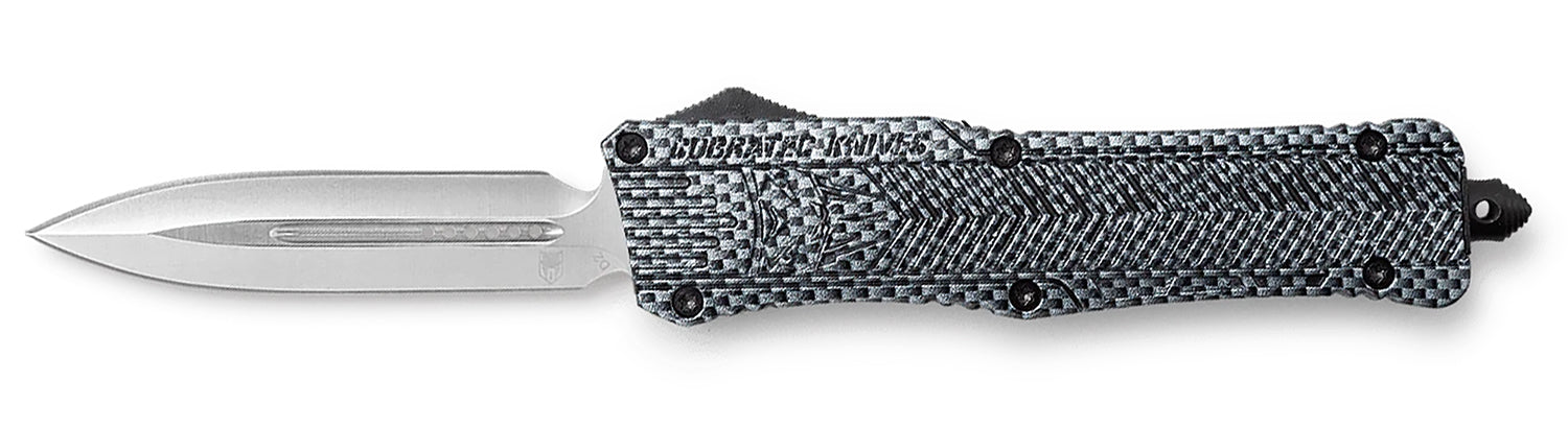 CobraTec Knives LCFCTK1LDAGNS CTK-1 Large 3.75" OTF Dagger Plain D2 Steel Blade/Carbon Fiber Aluminum Handle Features Glass Breaker Includes Pocket Clip