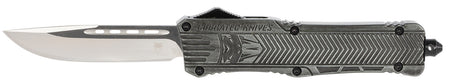 CobraTec Knives LSWCTK1LDNS CTK-1 Large 3.75" OTF Drop Point Plain D2 Steel Blade/ Stonewashed Aluminum Handle Features Glass Breaker Includes Pocket Clip