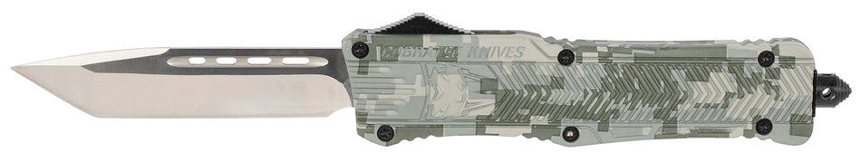 CobraTec Knives LADCCTK1LTNS CTK-1 Large 3.75" OTF Tanto Plain D2 Steel Blade/Army DigiCamo Aluminum Handle Features Glass Breaker Includes Pocket Clip