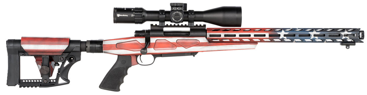 Howa HFLG30816 M1500 APC Chassis Gen2 308 Win 10+1 16.25" Barrel, American Flag Cerakote Receiver, American Flag 6 Position Luth-AR MBA-4 with Aluminum Chassis Stock, Black Polymer Grip