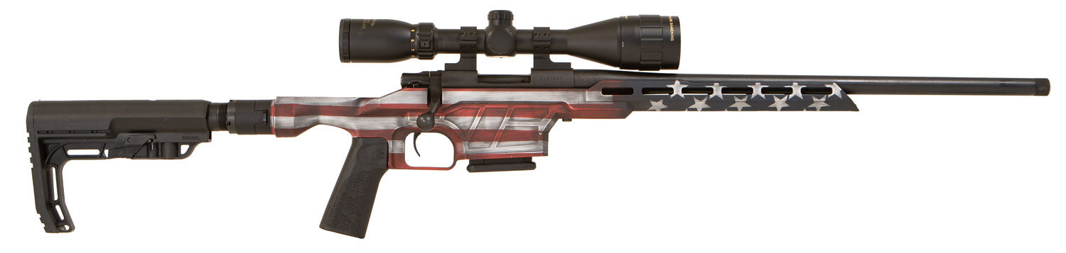 Howa HMXL350USA M1500 Mini Excel Lite 350 Legend 16.25" TB 3+1 American Flag Cerakote Black Folding HTI Excl Lite Chassis Stock