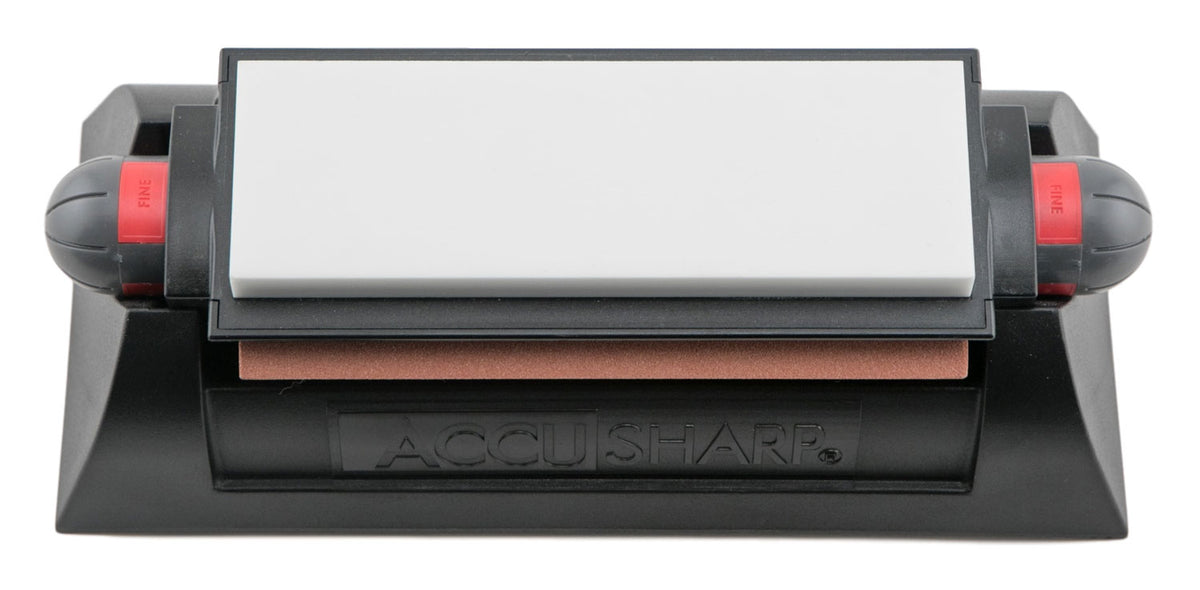 AccuSharp 025C Tri-Stone Deluxe Sharpening System Coarse, Medium, Fine Diamond, Alumina, Ceramic Sharpener Rubber Handle