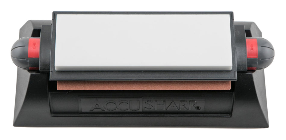 AccuSharp 025C Tri-Stone Deluxe Sharpening System Coarse, Medium, Fine Diamond, Alumina, Ceramic Sharpener Rubber Handle