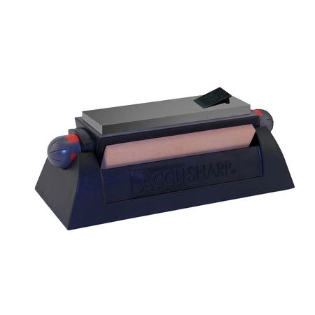 AccuSharp 064C Tri-Stone Sharpening System Coarse/Medium/Fine Alumina-Oxide Sharpener Rubber Handle Black