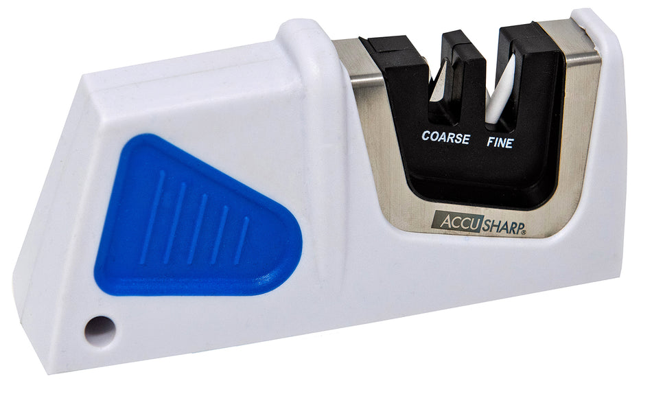 AccuSharp 080C Pull-Through Sharpener Fine Diamond Tungsten Carbine Sharpener Plastic Handle Blue/White