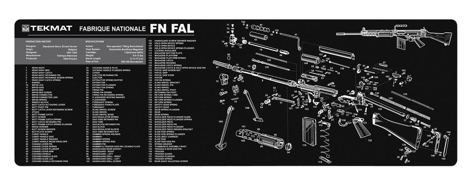 TekMat TEKR36FNFAL FN-FAL Cleaning Mat Black/White Rubber 12"x36" FN-FAL Parts Diagram