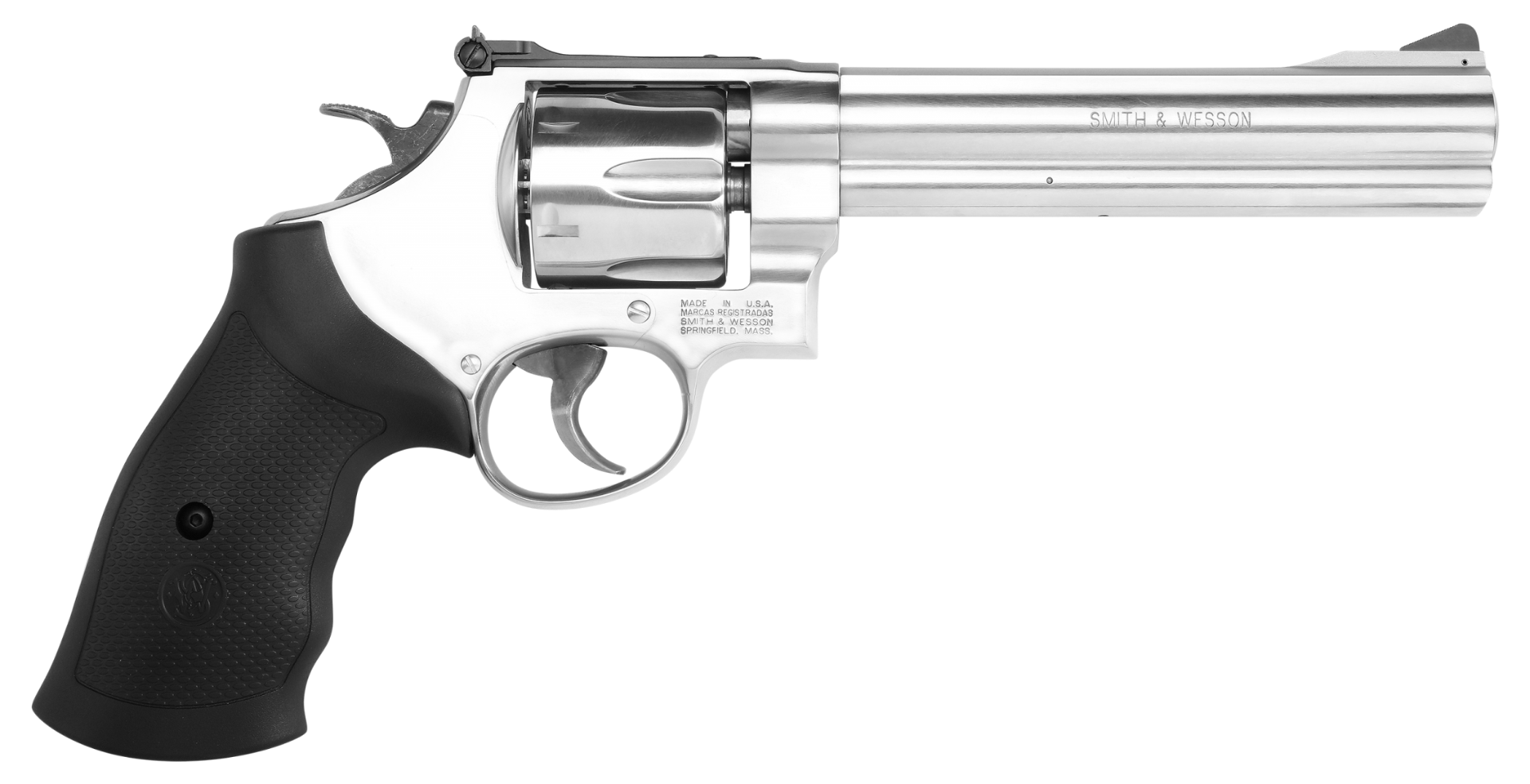 Smith & Wesson 12462 Model 610 N-Frame 10mm Auto/40 S&W 6 Shot 6.50" Stainless Steel Barrel, Cylinder & Frame, Black Finger Grooved Grip, Internal Lock Safety, Exposed Hammer