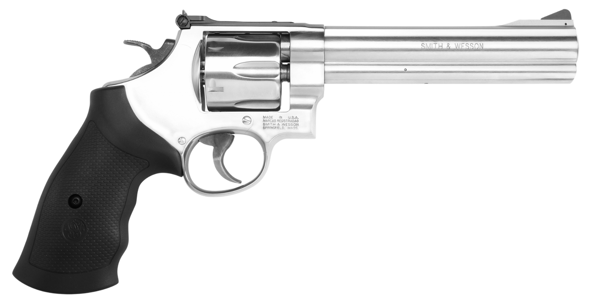 Smith & Wesson 12462 Model 610 N-Frame 10mm Auto/40 S&W 6 Shot 6.50" Stainless Steel Barrel, Cylinder & Frame, Black Finger Grooved Grip, Internal Lock Safety, Exposed Hammer