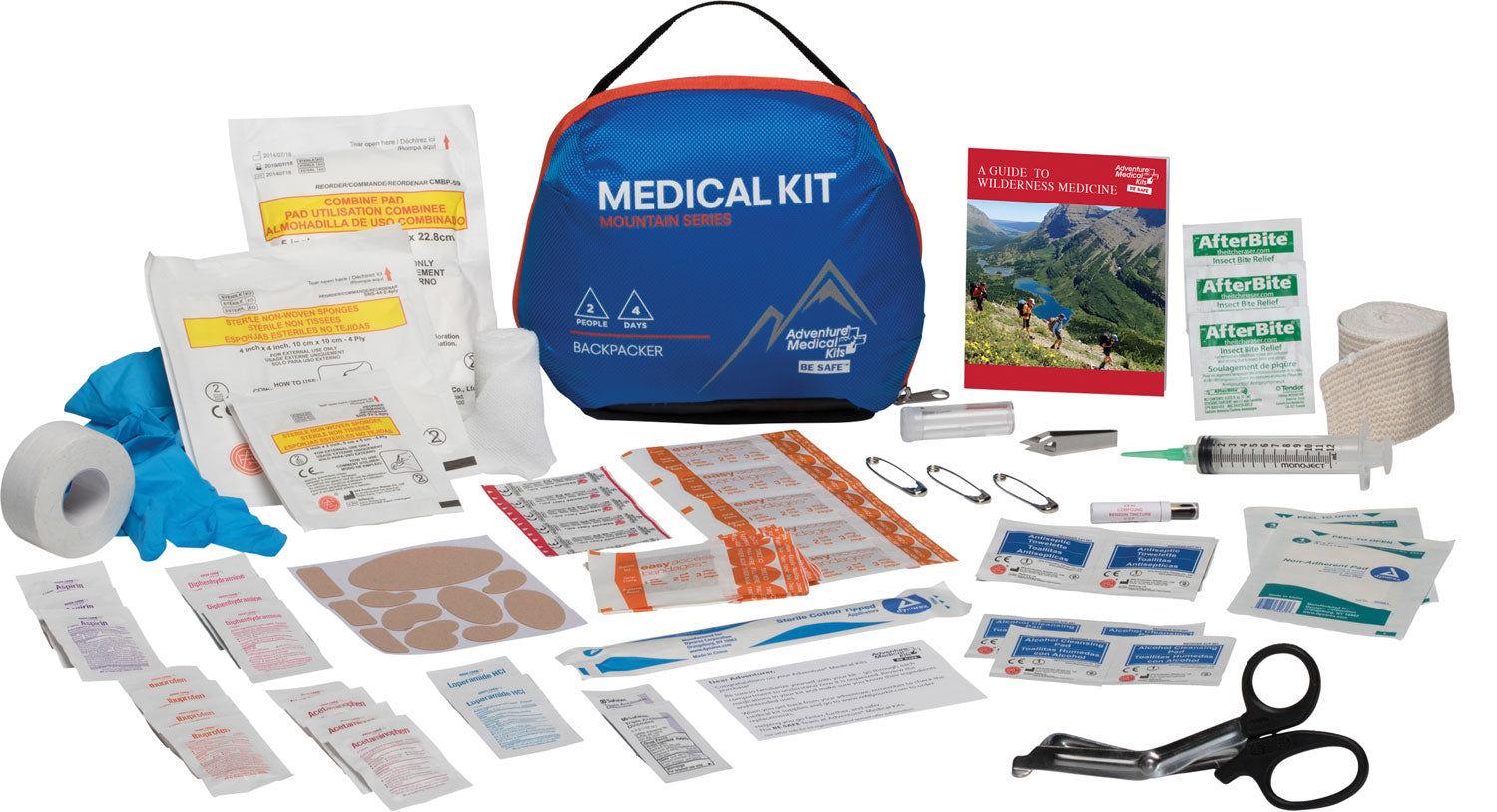 Adventure Medical Kits 01001003 Mountain Backpacker Medical Kit Treats Injuries/Illnesses Water Resistant Blue 707708010033