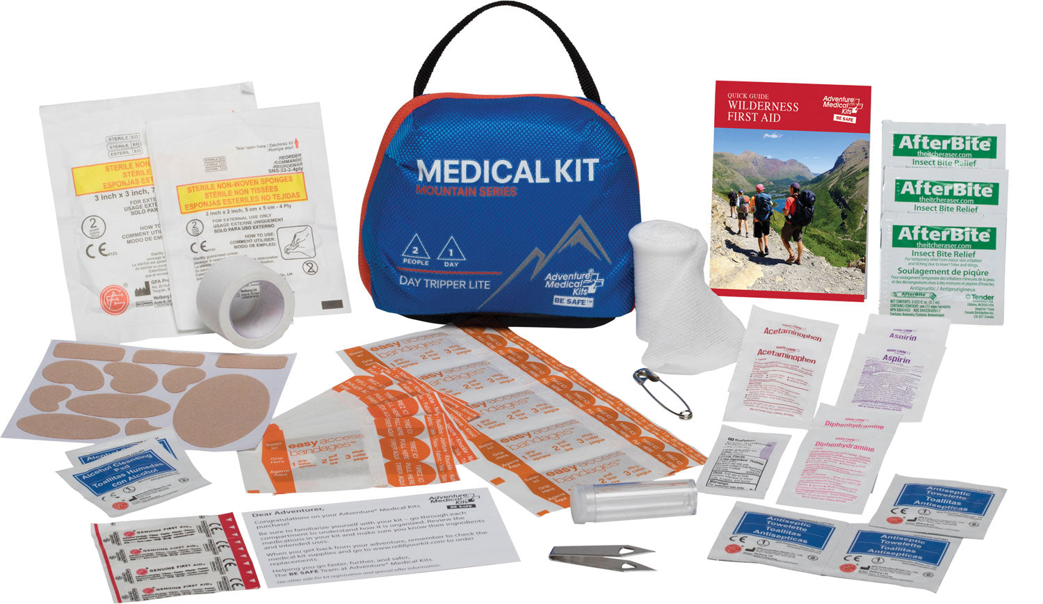Adventure Medical Kits 01001000 Mountain Day Tripper Lite Medical Kit Treats Injuries/Illnesses Water Resistant Blue 707708010002