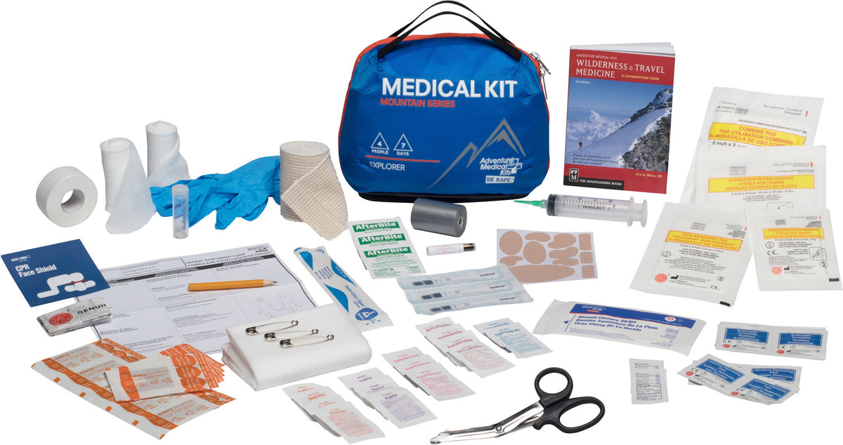 Adventure Medical Kits 01001005 Mountain Explorer Medical Kit Treats Injuries/Illnesses Water Resistant Blue 707708010057