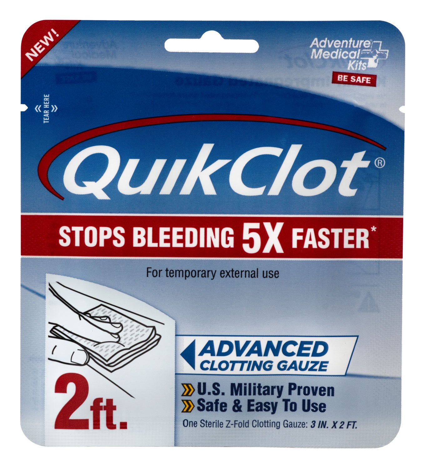 Adventure Medical Kits 50200025 QuikClot Stop Bleeding White Clotting Gauze 044224001252