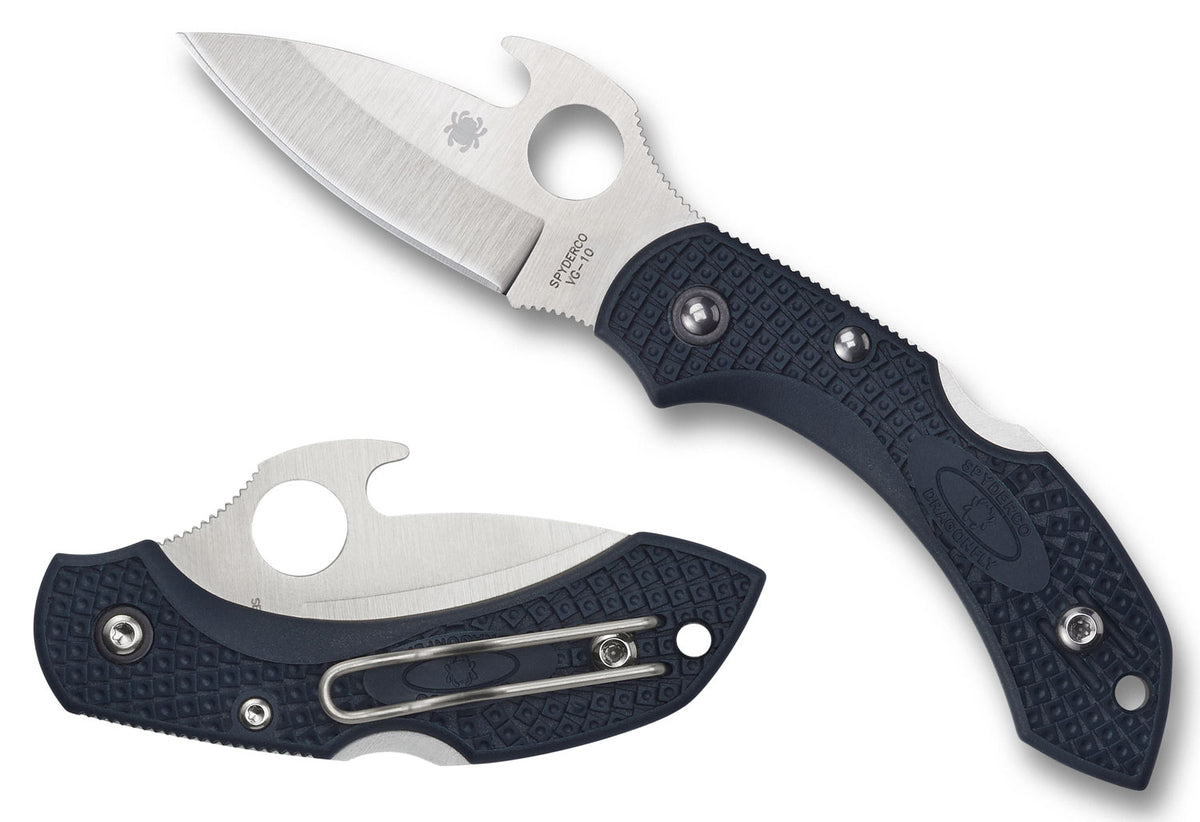 Spyderco C28PGYW2 Dragonfly 2 2.28" Folding Drop Point Plain VG-10 SS Blade Gray Bi-Directional Texturing FRN Handle Includes Pocket Clip