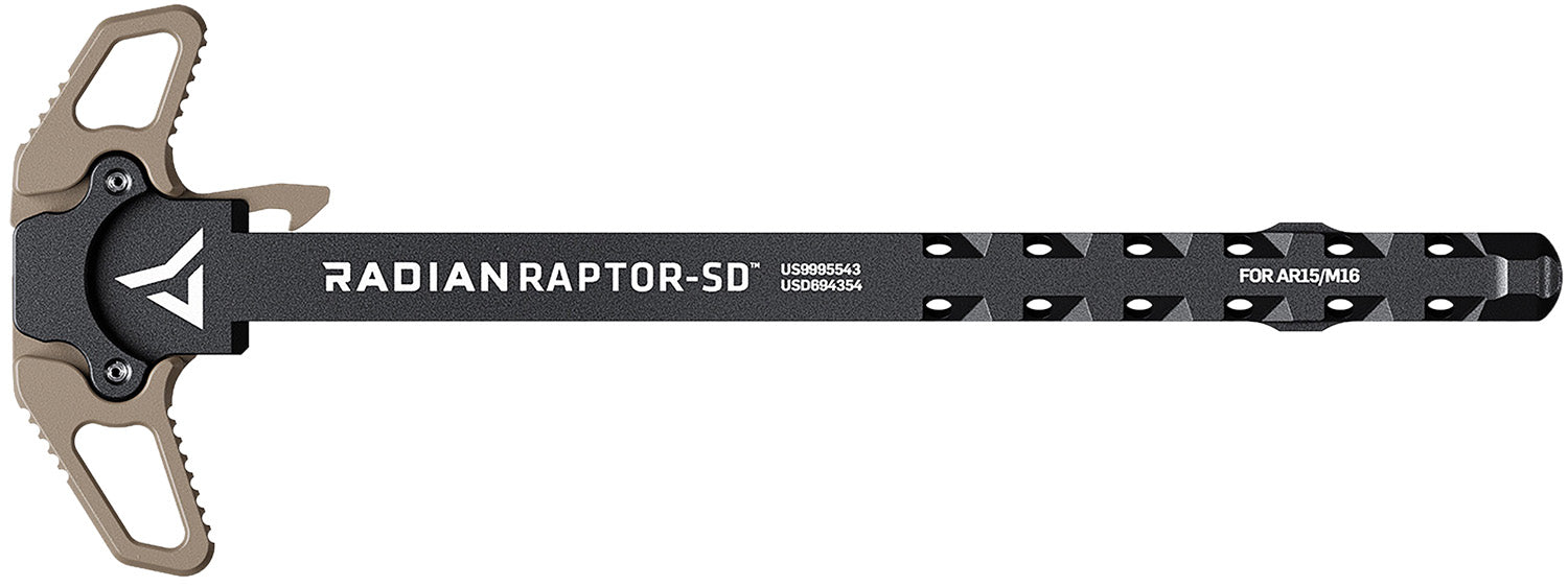 Radian Weapons R0066 Raptor SD Ambi Charging Handle, FDE, Gas Ported Shaft, Fits Mil-Spec AR-15/M16 Platform
