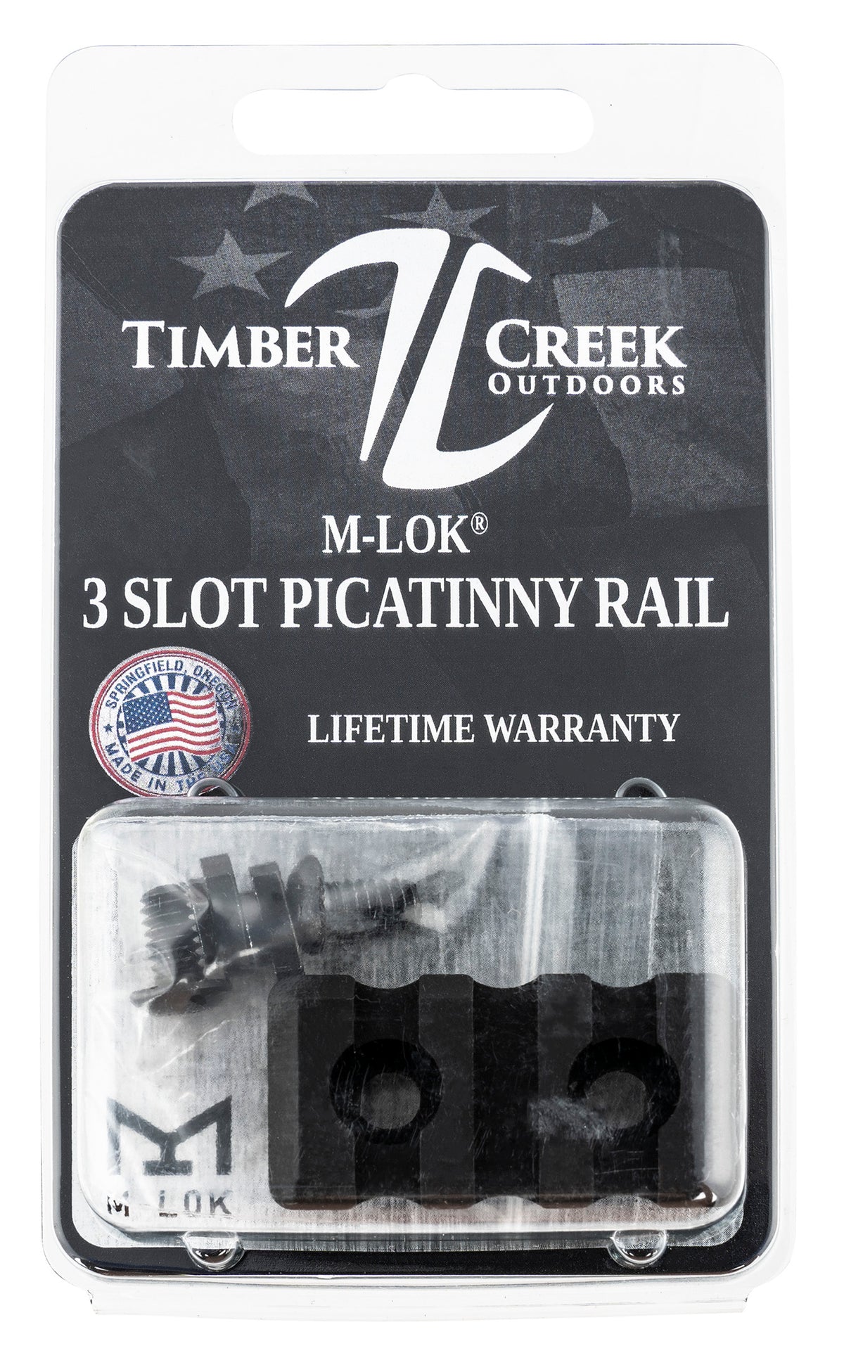 Timber Creek Outdoors M3SPRBL M-LOK 3 Slot Picatinny Rail Black Anodized