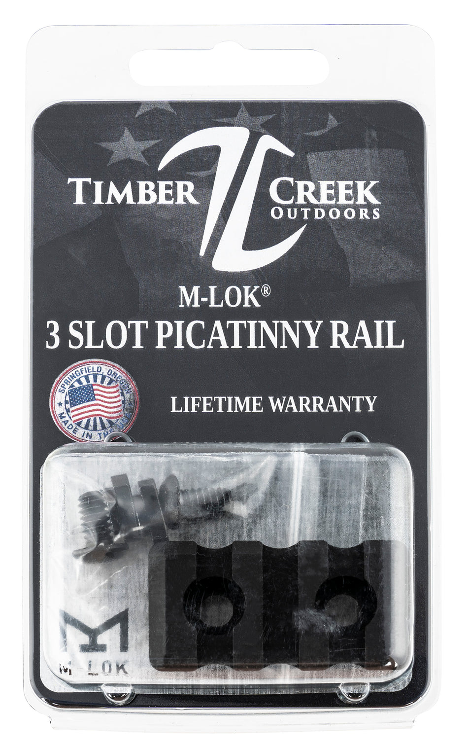 Timber Creek Outdoors M3SPRBL M-LOK 3 Slot Picatinny Rail Black Anodized