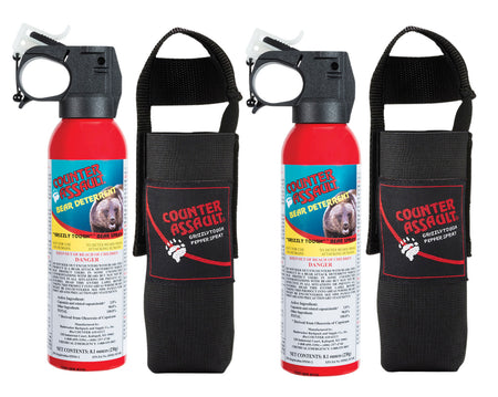 Counter Assault 15067015 Bear Spray Capsaicin Range 32 ft-7 Seconds 8.10 oz Includes 2 Holsters