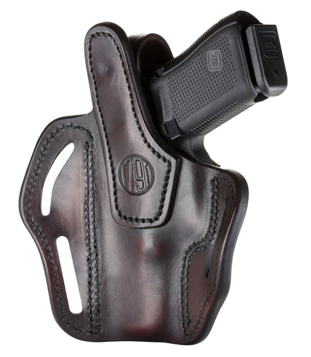 1791 Gunleather BHX3SBRR BHX OWB Size 03 Signature Brown Leather Belt Slide Compatible w/Glock 17/S&W M&P Shield/Sig P228 Right Hand
