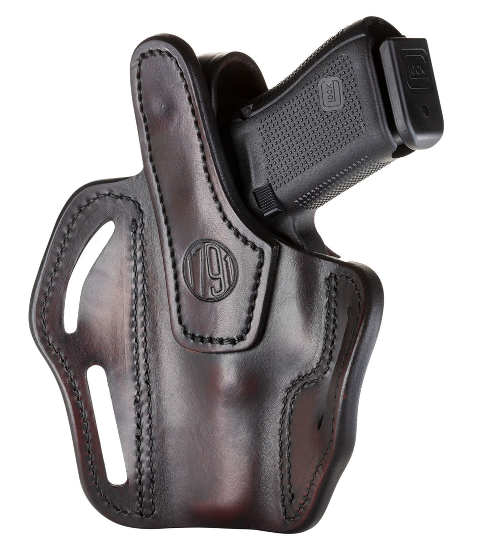 1791 Gunleather BHX3SBRR BHX OWB Size 03 Signature Brown Leather Belt Slide Compatible w/Glock 17/S&W M&P Shield/Sig P228 Right Hand
