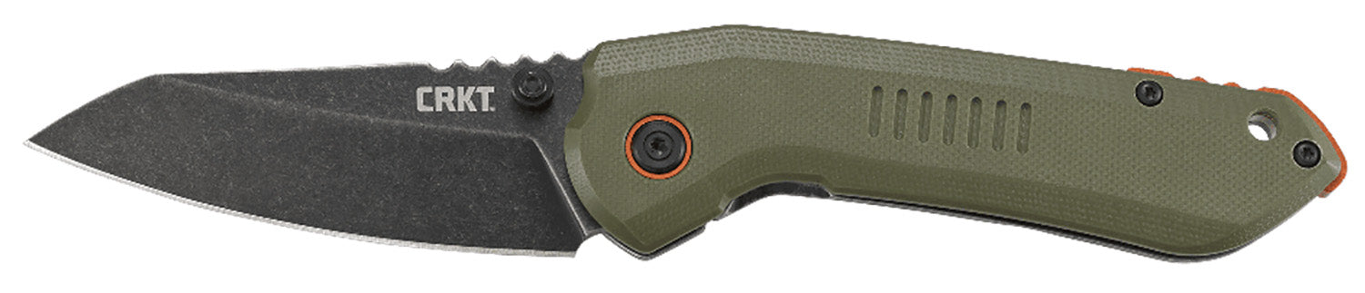 CRKT 6280 Overland 3" Folding Sheepsfoot Plain Stonewashed 8Cr13MoV SS Blade/ Green G10/SS Handle Includes Pocket Clip