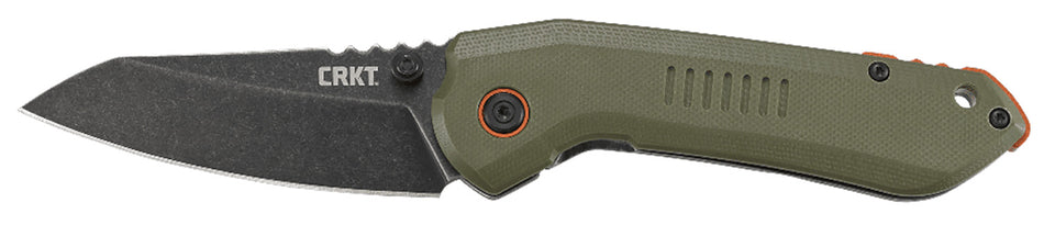CRKT 6280 Overland 3" Folding Sheepsfoot Plain Stonewashed 8Cr13MoV SS Blade/ Green G10/SS Handle Includes Pocket Clip