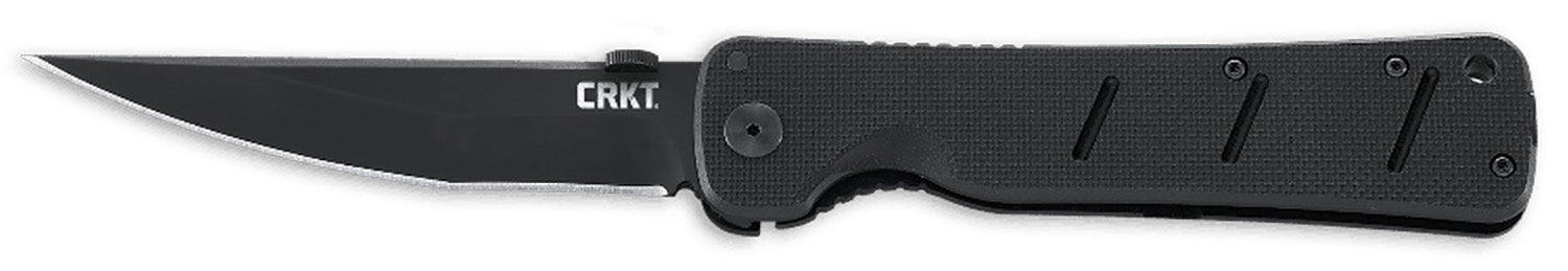 CRKT 2906 Otanashi noh Ken 4.52" Folding Clip Point Plain Black Matte Baked-On Anti Rust AUS-8A SS Blade/ Black Textured G10/SS Handle Includes Pocket Clip