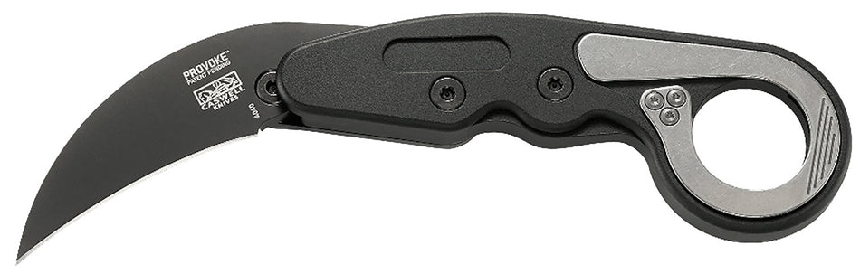 CRKT 4040 Provoke 2.41" Folding Hawkbill Plain Black TiN D2 Steel Blade/ Black Aluminum Handle Includes Pocket Clip