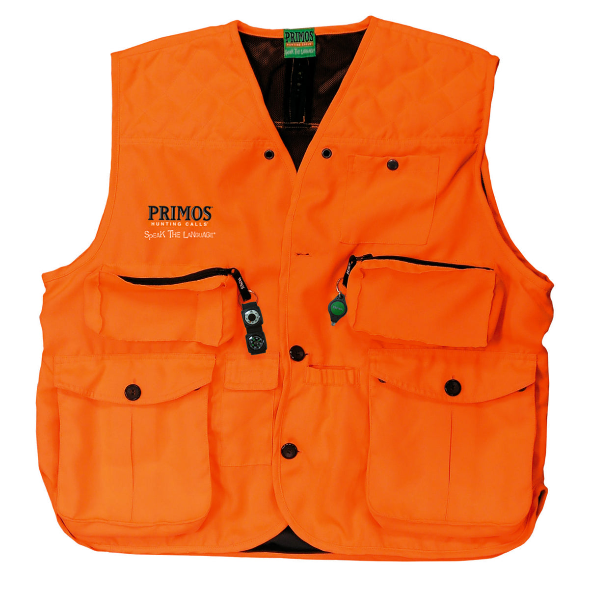 Primos 65703 Gunhunter's Hunting Vest XL Blaze Orange Features Compass & LED Light