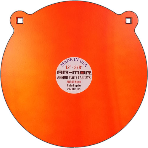 AR-MOR 12" AR500 STEEL GONG 3/8" THICK STEEL ORANGE ROUND