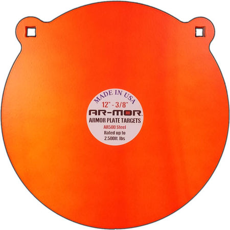 AR-MOR 12" AR500 STEEL GONG 3/8" THICK STEEL ORANGE ROUND