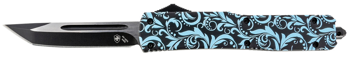 Templar Knife MMDT231 Gen II Maiden Teal Slim 3.43" OTF Tanto Plain Black Oxide Stonewashed 440C SS Blade, 5.05" Teal Aluminum Handle, Glass Breaker