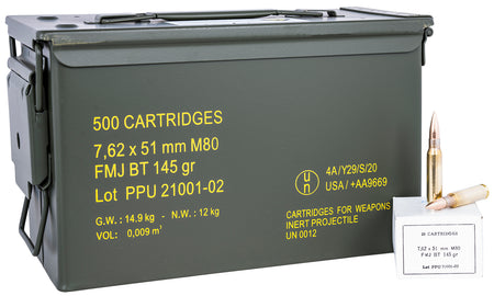 PPU .308 Winchester Rangemaster 145gr FMJ-BT Ammo - 500 Rounds