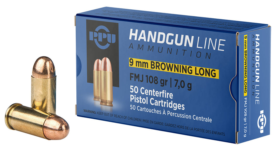 Prvi Partizan PPH9BL  Full Metal Jacket 108 Grain 9mm Browning Long 1148 fps