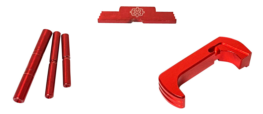 Cross Armory CRG5OKRD 3 Piece Kit Extended Compatible w/ Glock 26 Gen5 Compatible w/Glock 17/19/26/34 Gen5 Red Anodized Steel/Aluminum