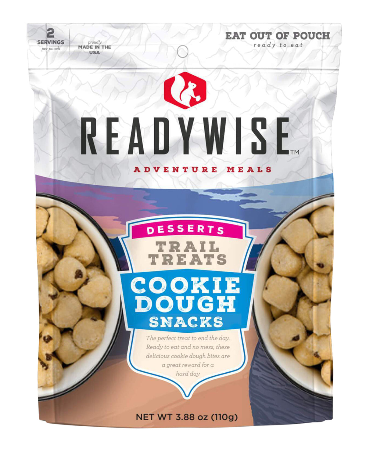 ReadyWise RW05013 Outdoor Food Kit Trail Treats Cookie Dough Snacks 2 Servings In A Resealable Pouch, 6 Per Case 855491007376