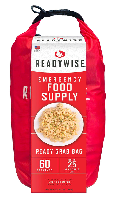 ReadyWise RW01641 7 Day Emergency Grab Bag 60 Servings, 10 Mylar Pouches, 13,920 Total Calories, About 60 Cups of Water Needed