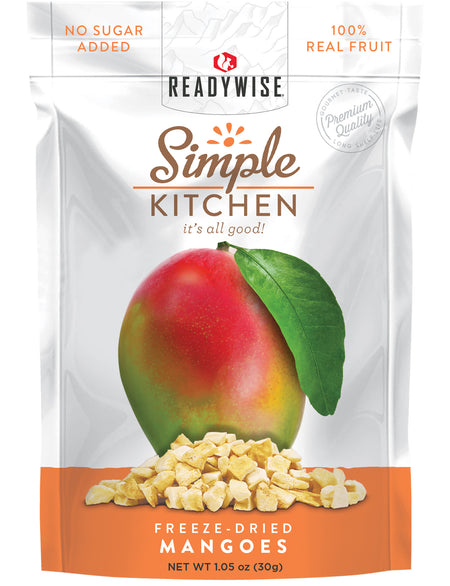 ReadyWise SK05911 Simple Kitchen Freeze Dried Fruit Mango 1 Serving Pouch 6 Per Case 855491007147