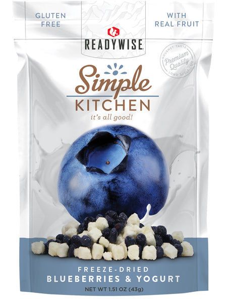 ReadyWise SK05912 Simple Kitchen Freeze Dried Fruit Blueberries & Yogurt 1 Serving Pouch 6 Per Case 855491007178