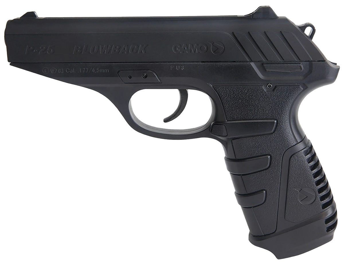 Gamo 611138054 P-25 Blowback Air Pistol CO2 177 16+1 Black Textured Polymer Grips