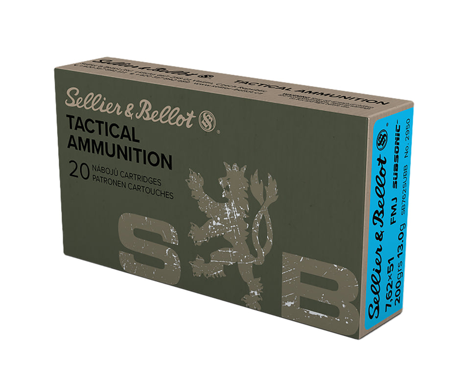 Sellier and Bellot .308 Win / 7.62x51mm Subsonic 200gr FMJ Ammo