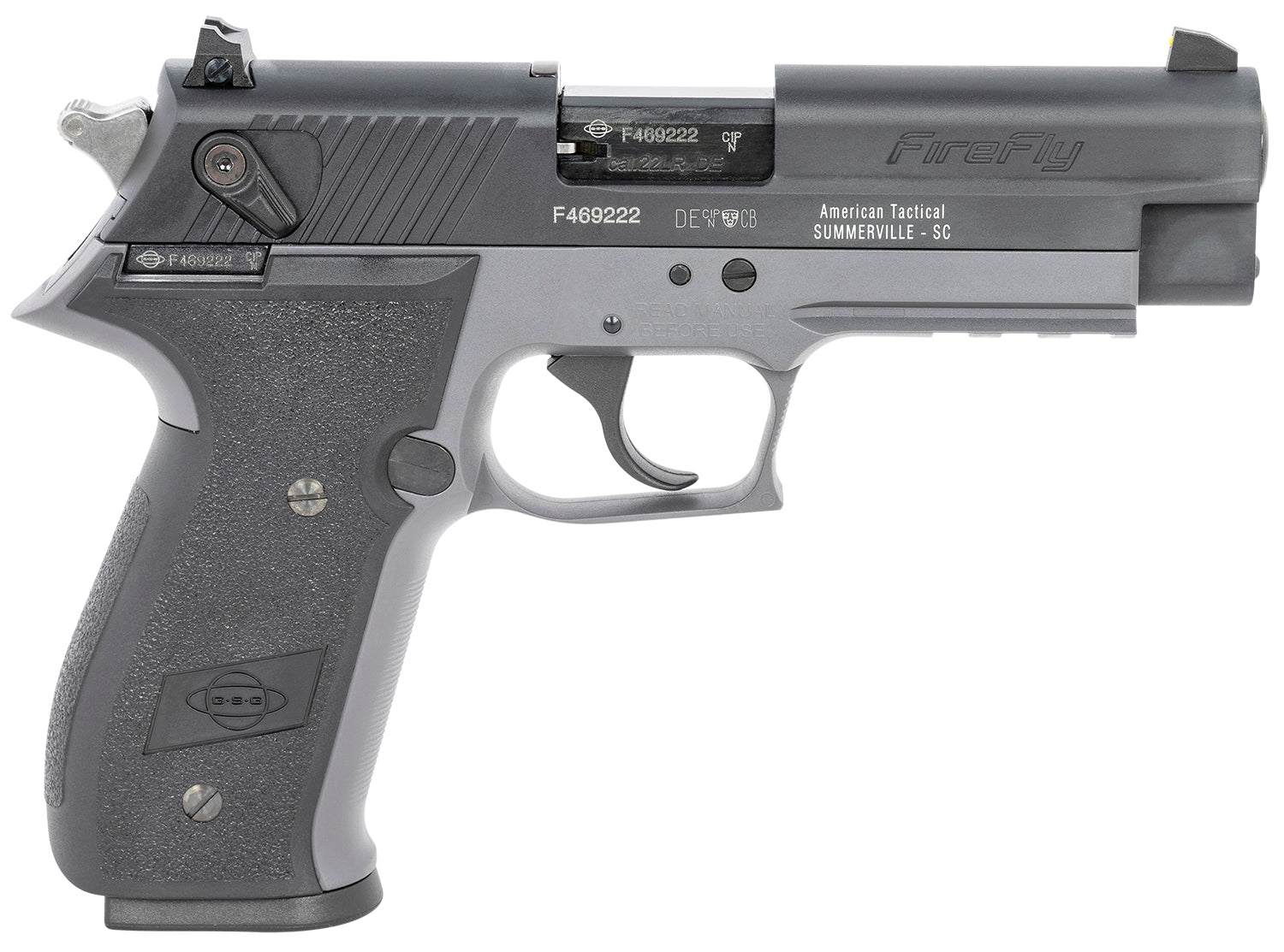 GSG GERG2210FFS FireFly 22 LR 10+1 4" Black Serrated Slide, Smoke Zinc Alloy w/Accessory Rail Frame, Black Polymer Grip