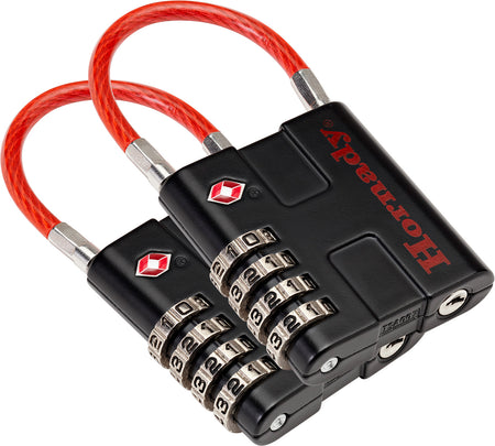 Hornady 96022 Rapid Safe TSA Lock Open With Combination Black Red 2 Pack