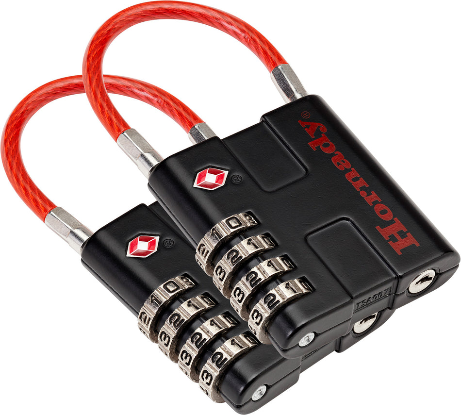 Hornady 96022 Rapid Safe TSA Lock Open With Combination Black Red 2 Pack