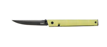 CRKT 7096YGK CEO 3.11" Flipper Plain Black Stonewashed 8Cr13MoV SS Blade, Green Bamboo GRN Handle, Includes Pocket Clip