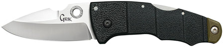 Cold Steel CS28E Grik 3" Folding Spear Point Plain Satin Polished AUS-8A SS Blade/Black/OD Green GFN Handle Includes Pocket Clip