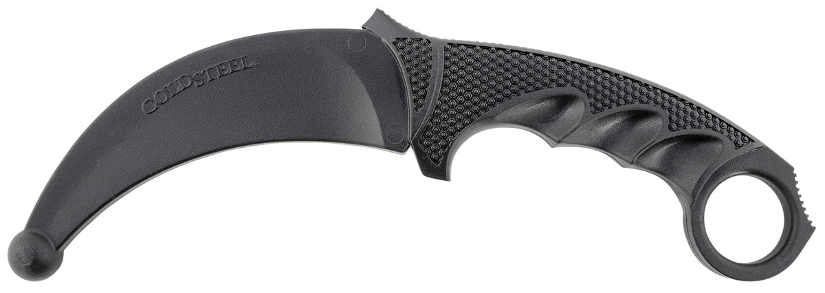 Cold Steel CS92R49 Karambit Rubber Trainer 4" Fixed Plain Black Santoprene Blade/Black Deep Checkered w/Ring Pommel Santoprene Handle