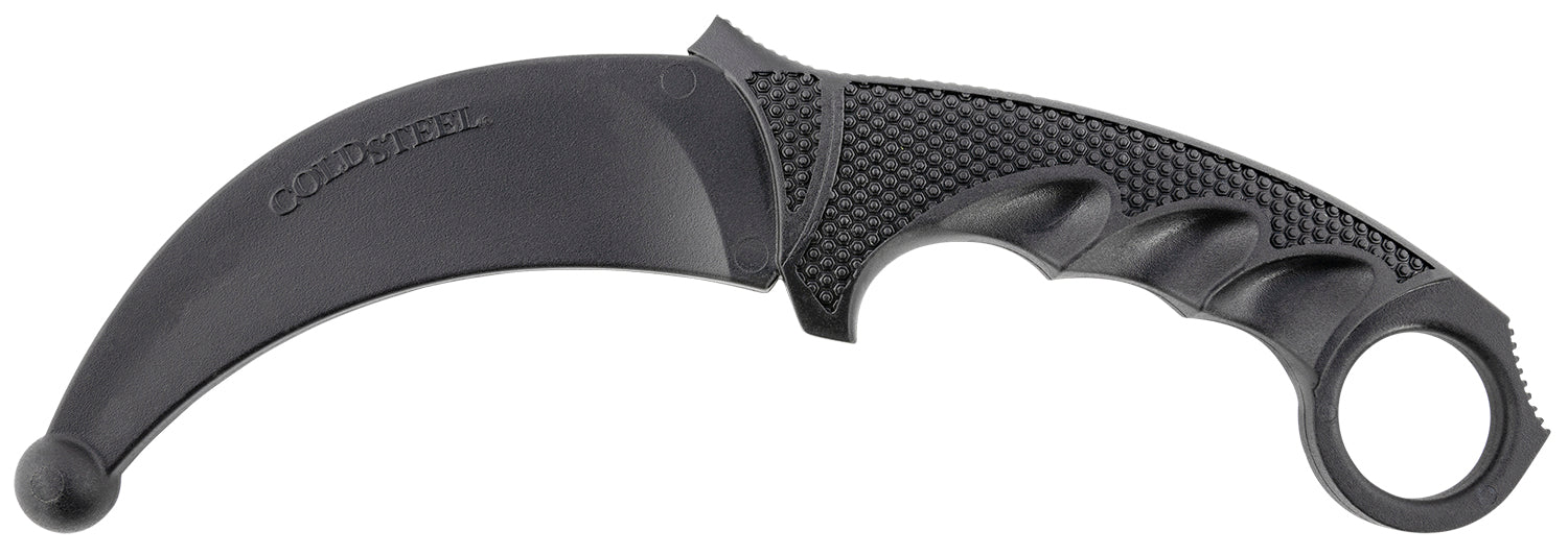 Cold Steel CS92R49 Karambit Rubber Trainer 4" Fixed Plain Black Santoprene Blade/Black Deep Checkered w/Ring Pommel Santoprene Handle