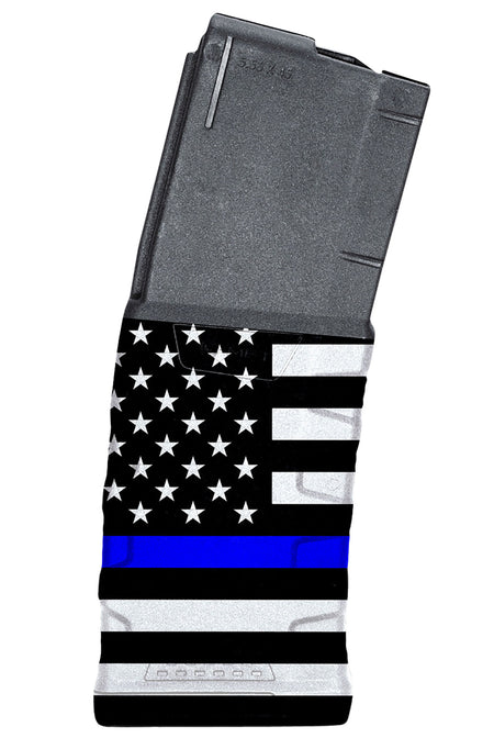 Mission First Tactical EXDPM556AMB1 Extreme Duty 30rd 223 Rem/5.56x45mm Fits AR-15/M4 Black w/Blue Line American Flag Polymer