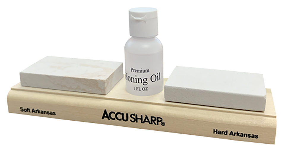 AccuSharp 023C Whetstone Combo Kit Fine, Coarse Natural Arkansas Stone Sharpener Includes Honing Oil